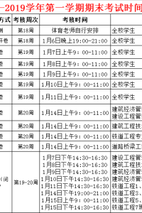 江阳城建职业学院关于公布2018-2019学年第1学期期末考试时间安排的通知