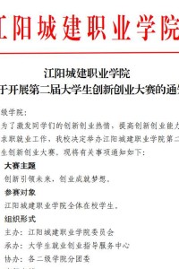 江阳城建职业学院关于开展第二届大学生创新创业大赛的通知
