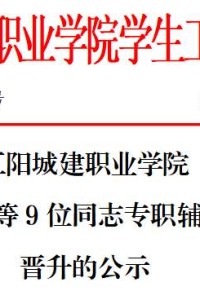 江阳城建职业学院关于邓思远等9位同志专职辅导员职级晋升的公示